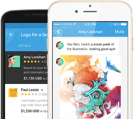 La apps de Freelancer Móvil en uso en dispositivos Android e iOS